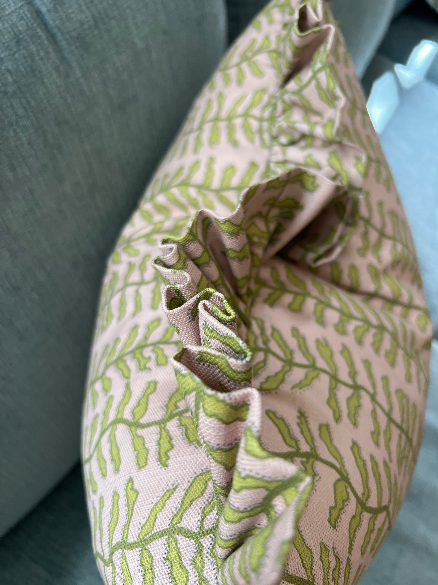 "Kelp Forest" in pink Ruffle Edge Pillow Cover