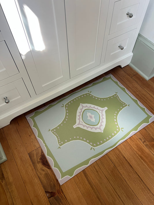 "Keaton" Modern Oushak Vinyl Floor Mat- 20"x30"