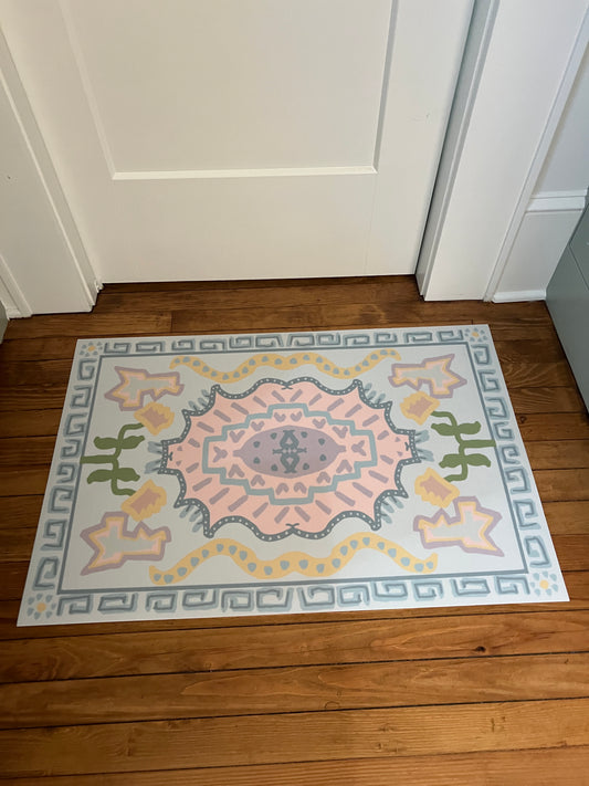 "Sophie" Modern Oushak Vinyl Floor Mat - 24"x36"