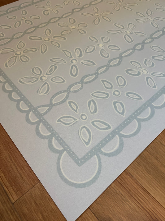 "Soft Petals" Cottage Floral Vinyl Floor Mat - 24"x36"
