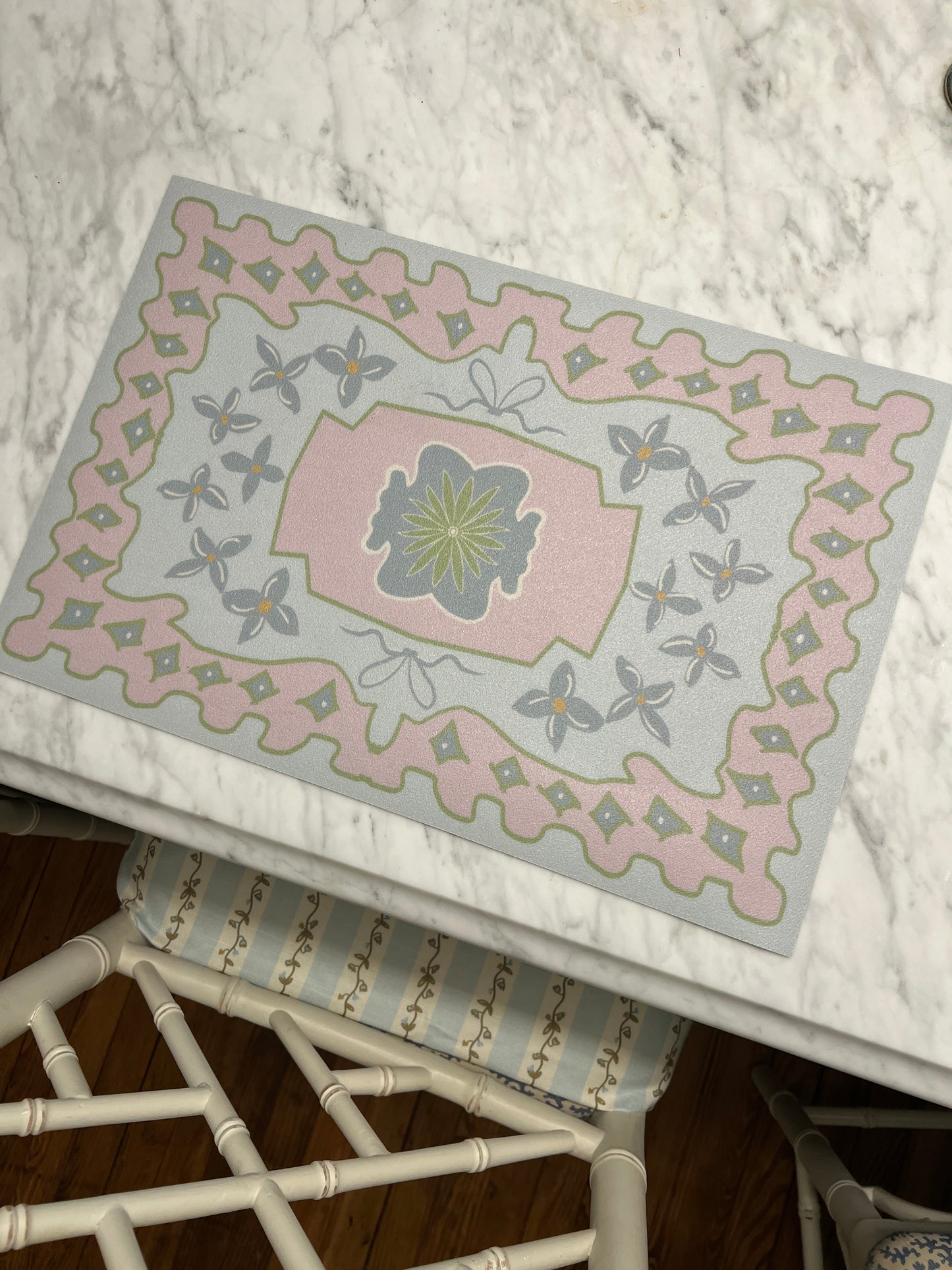 "Emma" Modern Oushak Vinyl Placemat - 12"x18"