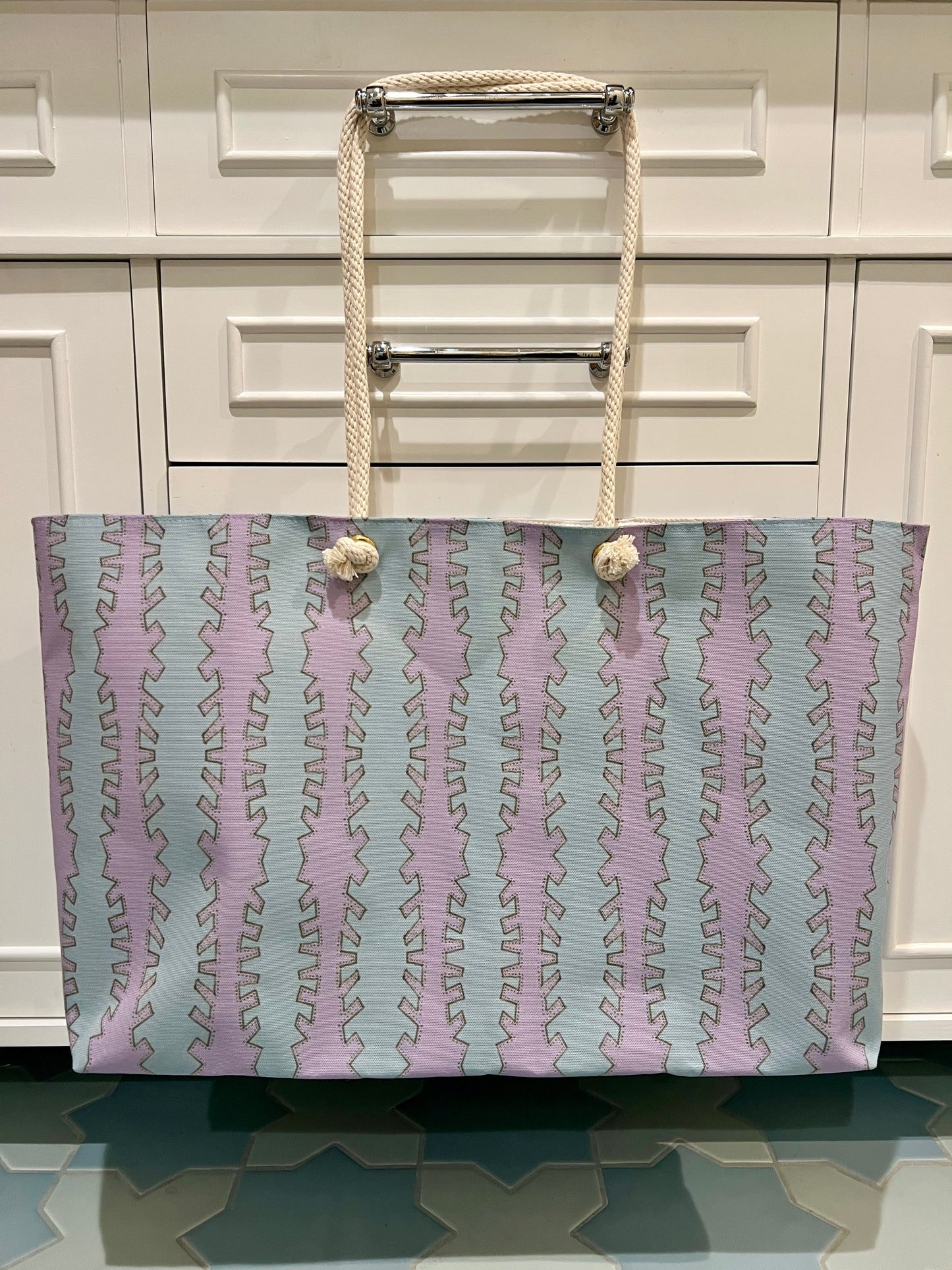 LWH weekender in "Zipper" in lilac and blue