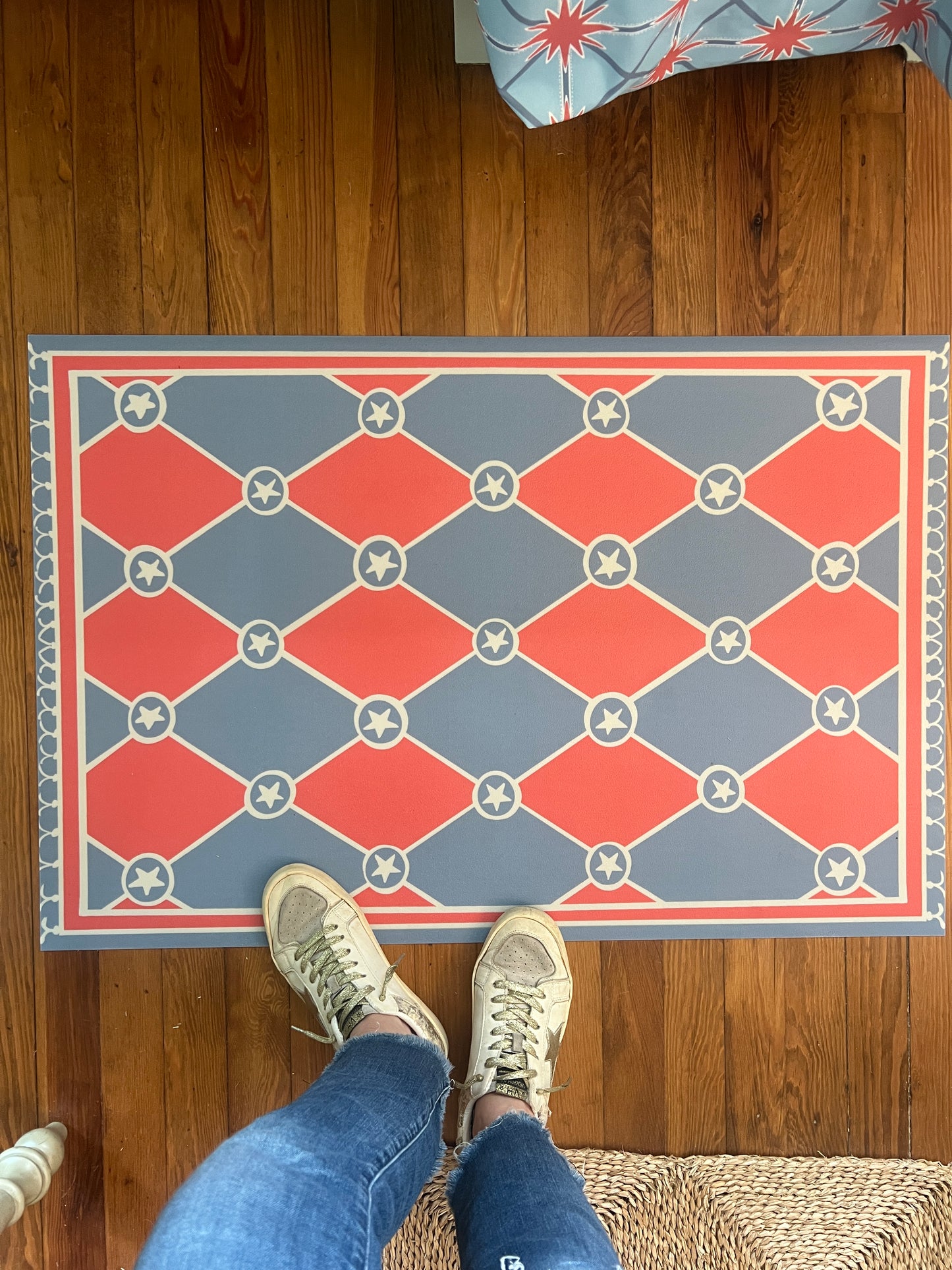 "Super Duper" Checkerboard Americana Vinyl Floor Mat - 24"x36"