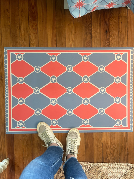 "Super Duper" Checkerboard Americana Vinyl Floor Mat - 24"x36"