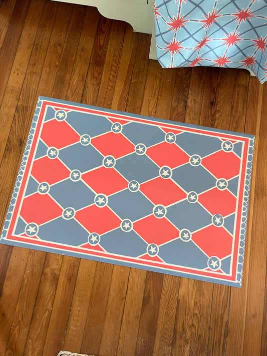 "Super Duper" Checkerboard Americana Vinyl Floor Mat - 24"x36"