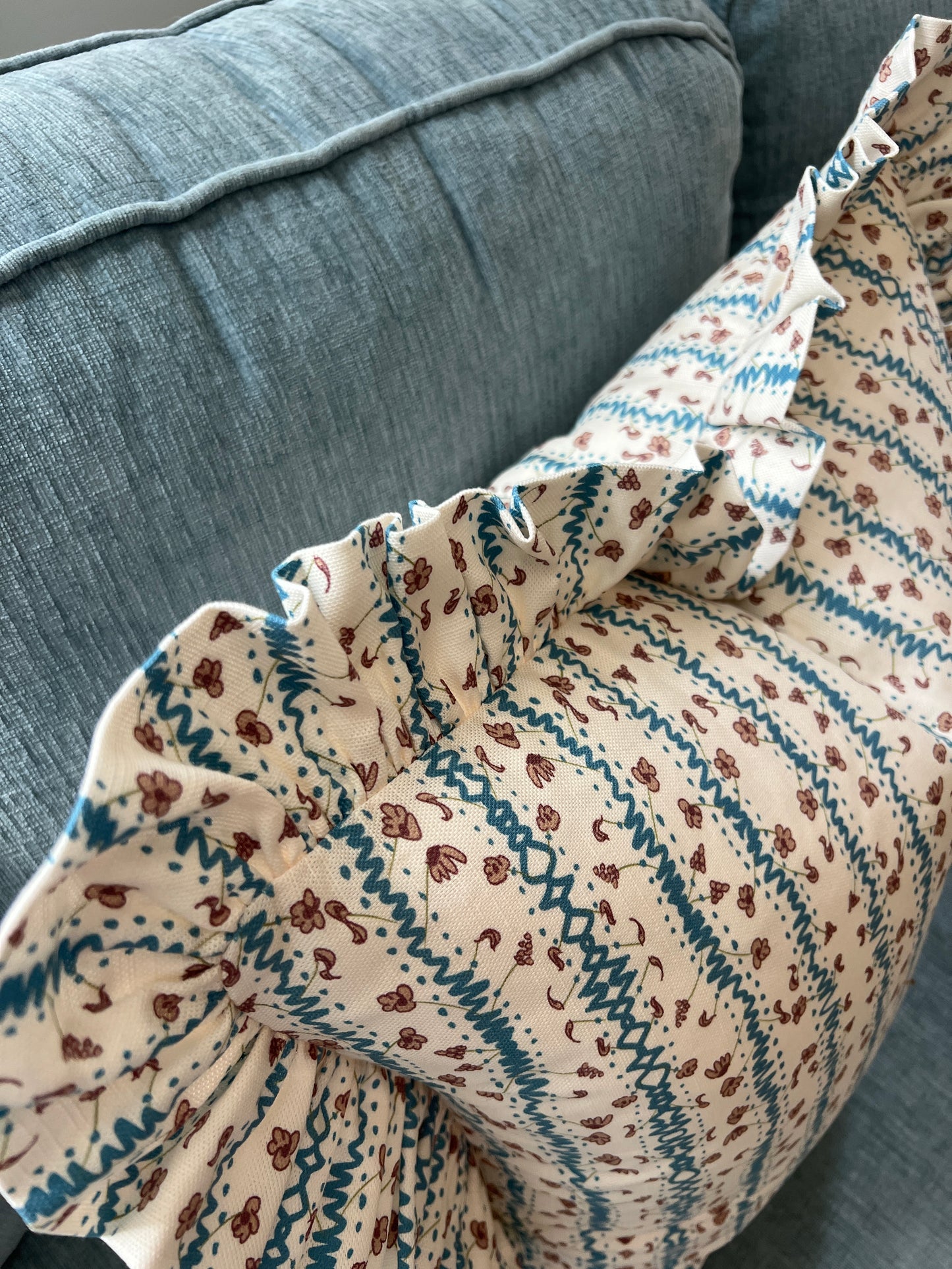 "Mad Hatter" Ruffle Edge Pillow Cover