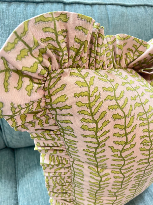 "Kelp Forest" in pink Ruffle Edge Pillow Cover