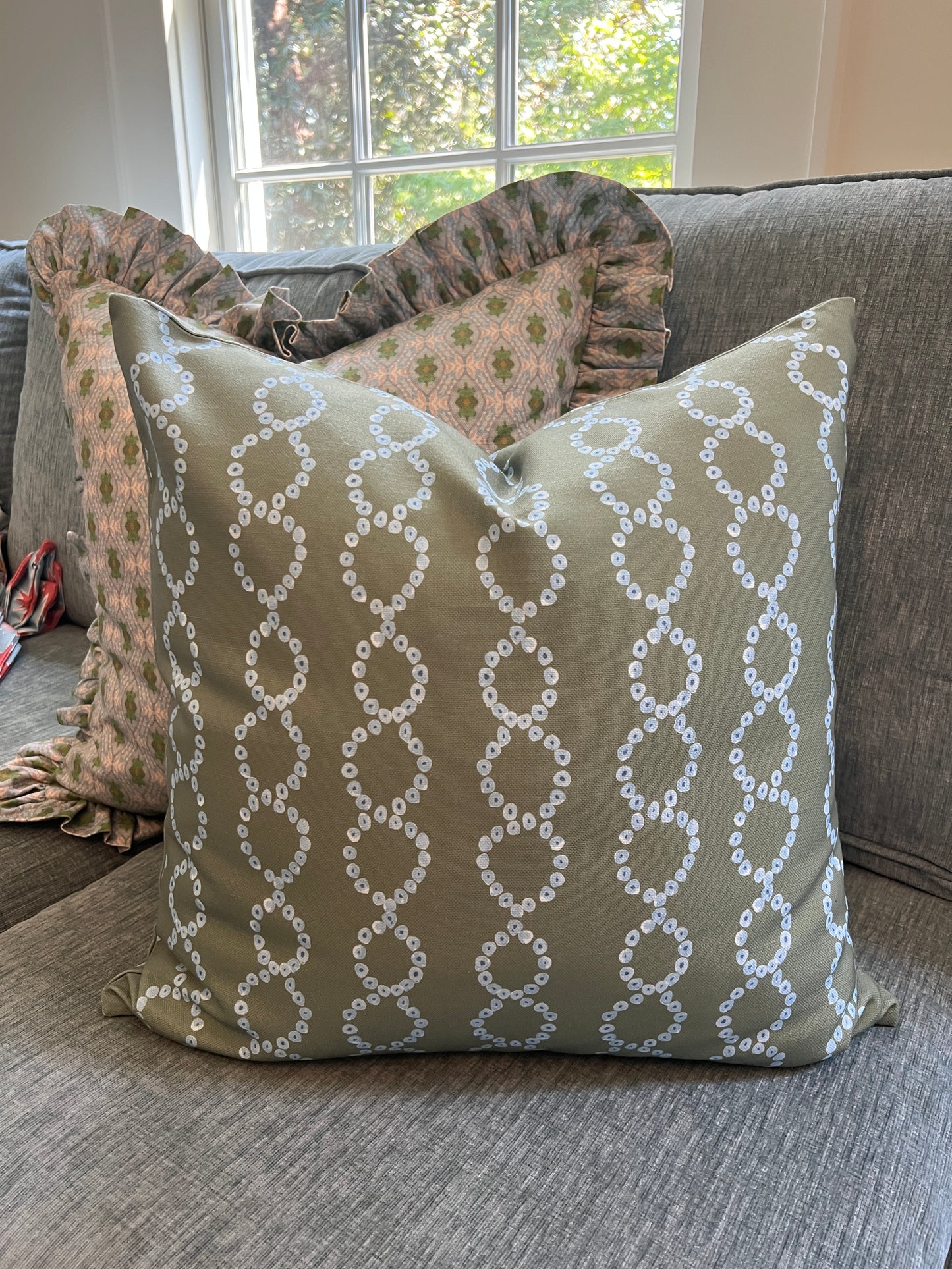 "Off The Chain" in green Knife Edge Pillow Cover