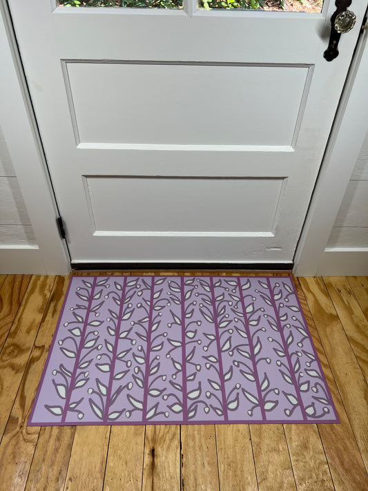 "Whoville" in Purple & Pink Fun Floral Vine Vinyl Mat- 24"x36"