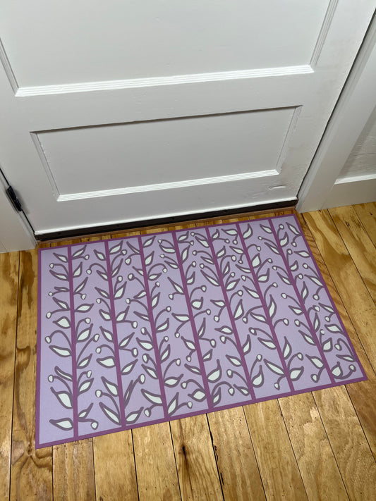 "Whoville" in Purple & Pink Fun Floral Vine Vinyl Mat- 24"x36"
