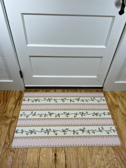 "Ziggy Floral" in Pink Cottage Floral Vinyl Mat- 24"x36"
