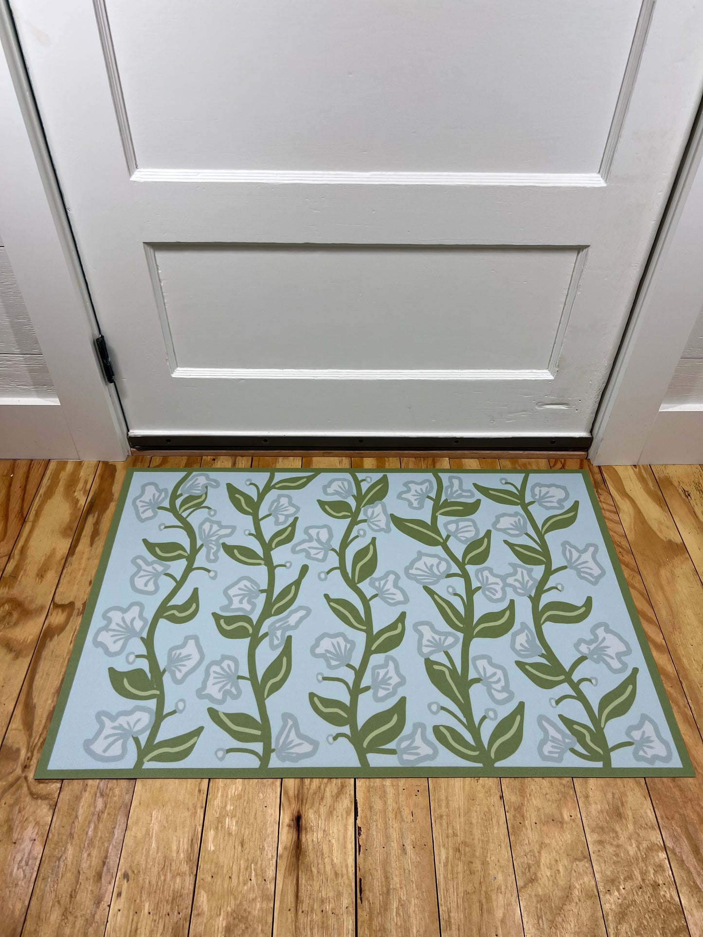 "Summer Vine" in Sky Cottage Floral Vinyl Mat- 24"x36"