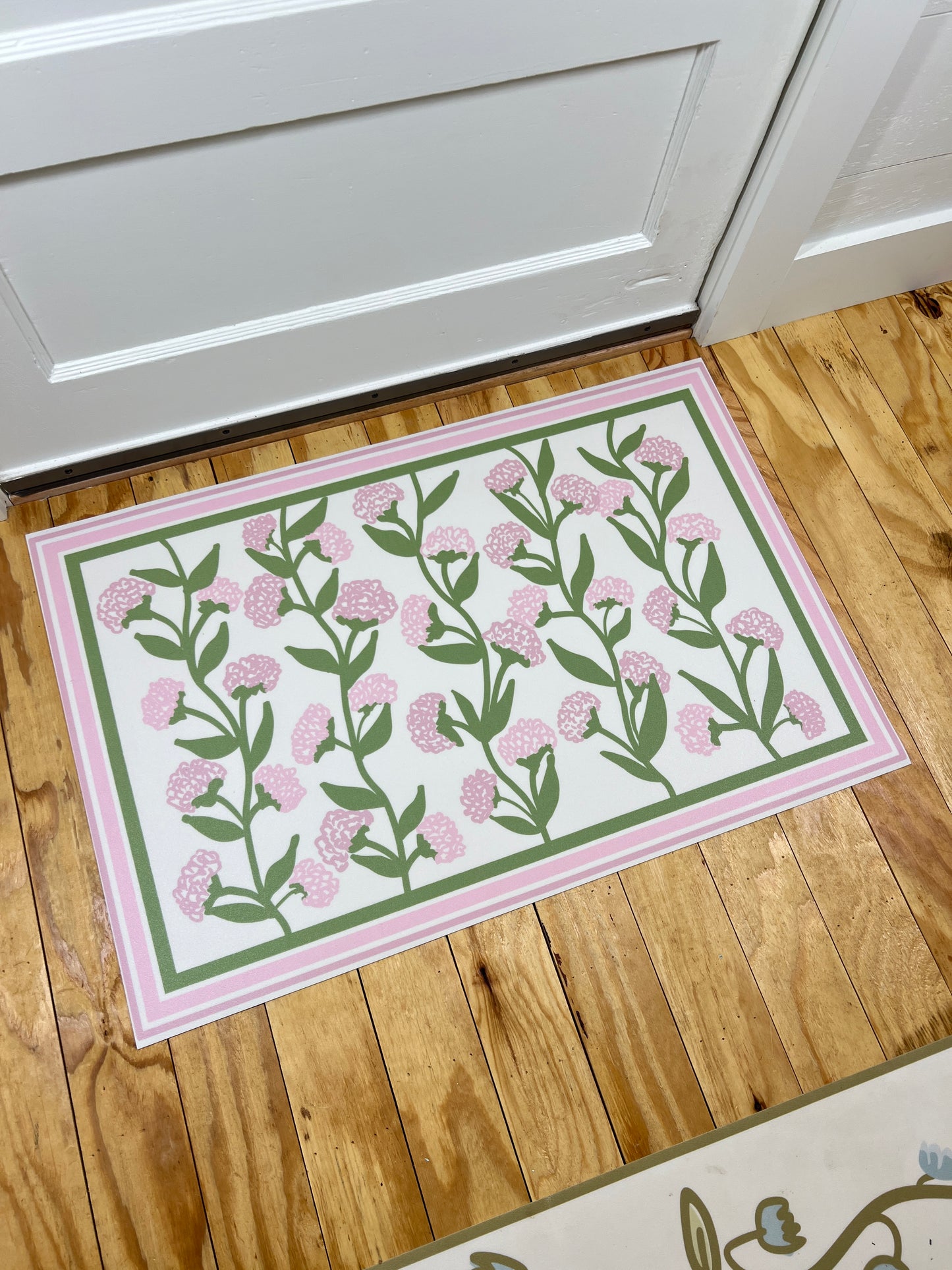 "Hydrangea Vine" in Pinks Cottage style Vinyl Mat- 24"x36"