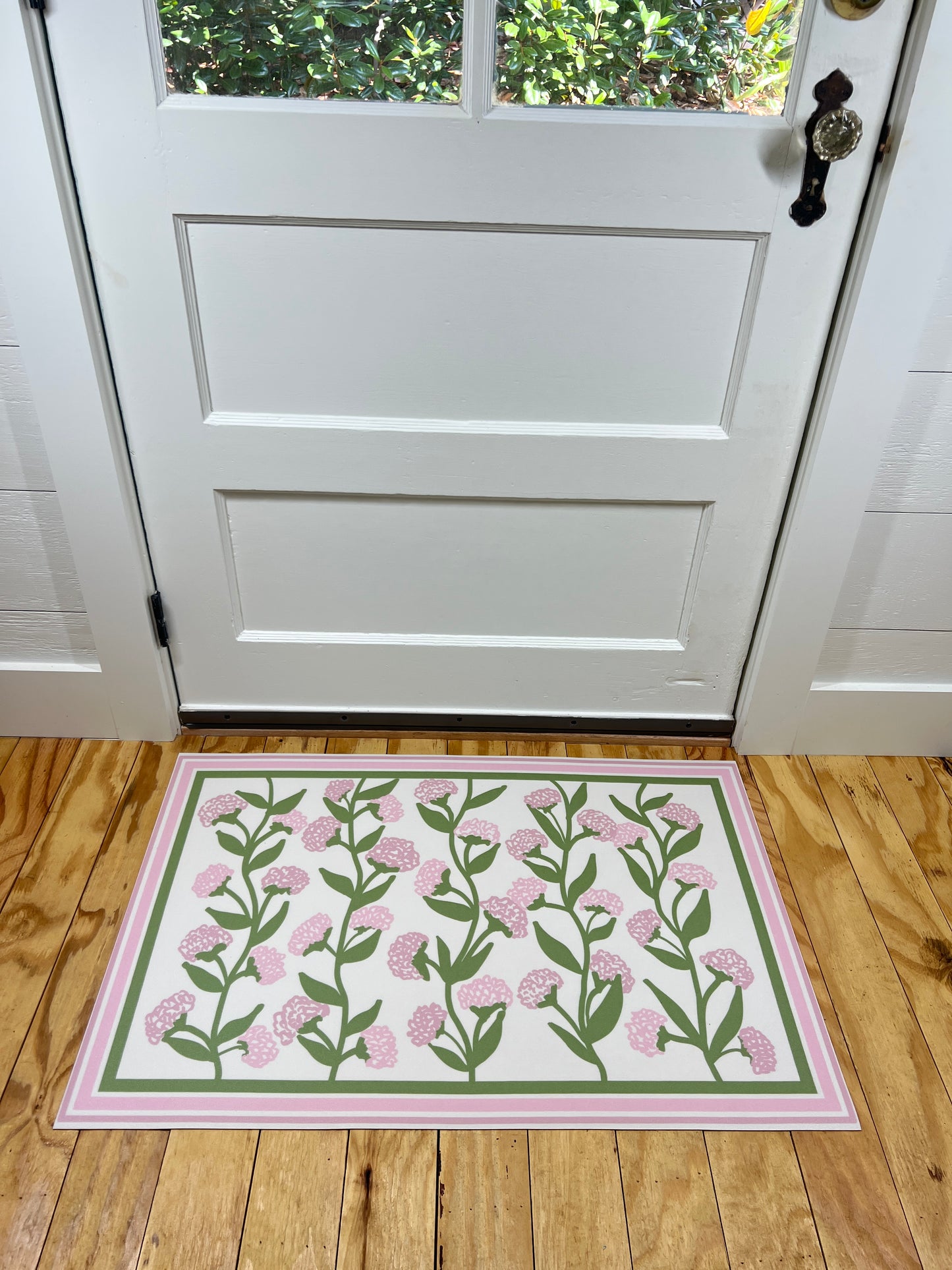 "Hydrangea Vine" in Pinks Cottage style Vinyl Mat- 24"x36"