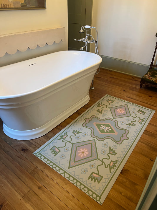 "Tub Runner" Modern Oushak Vinyl Runner - 30"x60"