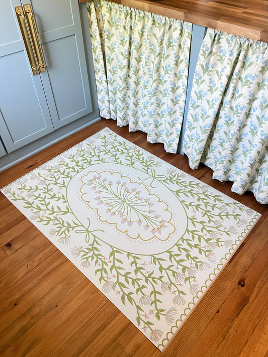 "Cottage Kitchen" Vintage Floral Vinyl Mat- 38"x55"