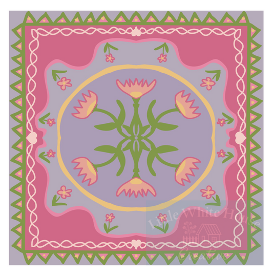 "Poppy" Cottage Style Vinyl Mahjong Mat- 31"x31"